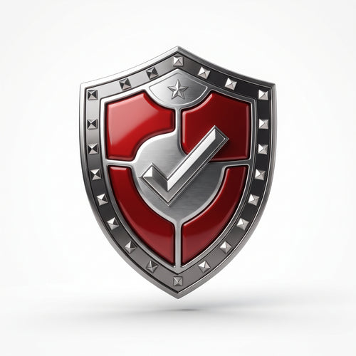 Shipping Protection — studded metal shield badge